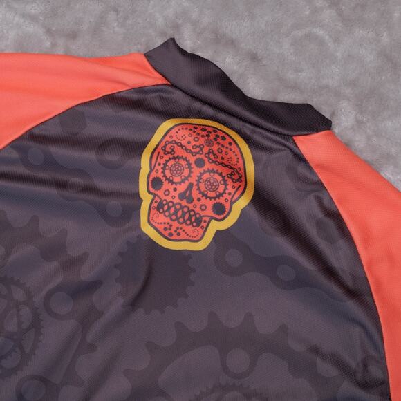 Primal Los Muertos Red Yellow Gray Cycling Jersey Full Zip Shirt Mens Size M - Picture 6 of 11